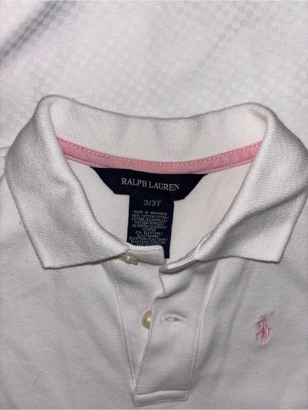 Polo Ralph Lauren Girls White Cotton Pleated Tennis Polo Dress Pink Pony 3T